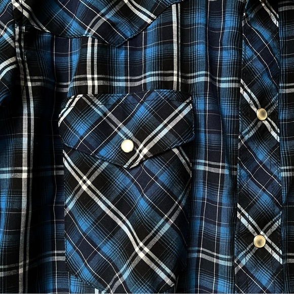 Wrangler Western Wear Short Sleeve Snap Closure Plaid Shirt L - Picture 4 of 5